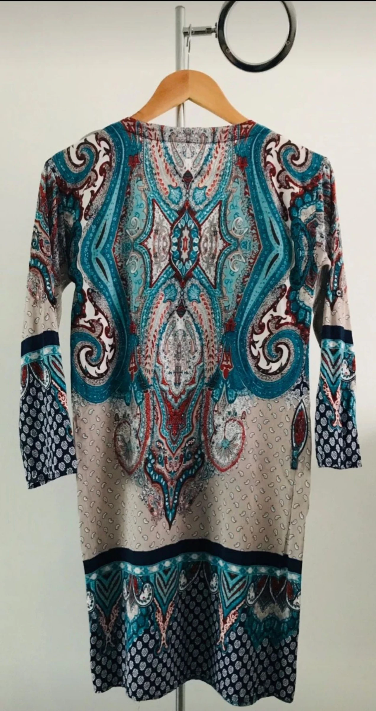 🌸Túnica bohemia con estampado de cachemira turquesa – Elegante y original - Perfecto estado🌸 – photo 3